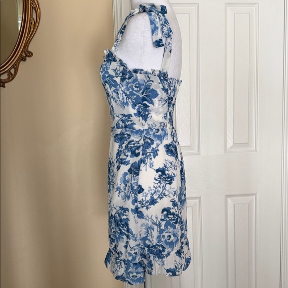 AQUA Floral Ruffle Mini Dress Floral Print Coquette feminine milkmaid Sundress S - Picture 8 of 11